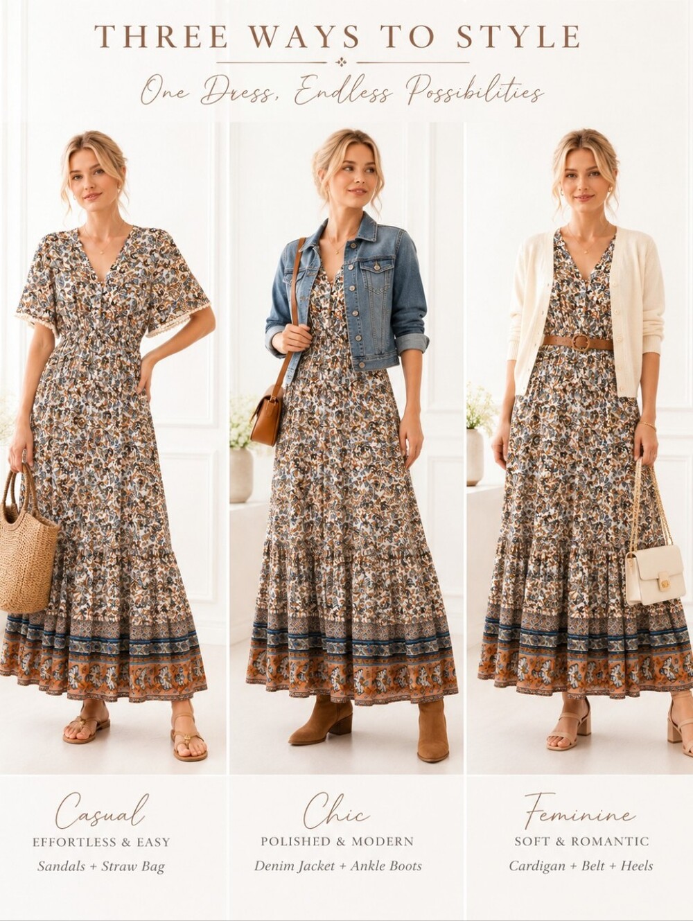 R.Vivimos Boho Paisley Floral Maxi Dress Pom Pom Trim Size M - Picture 3 of 11